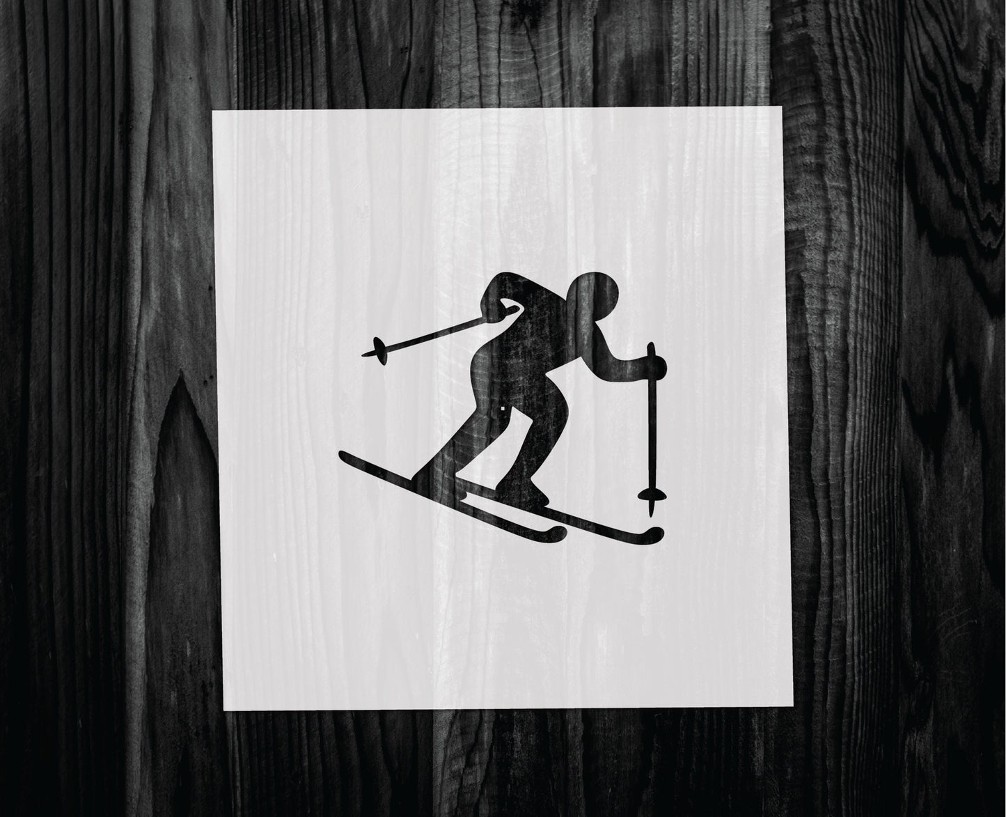 Skier Stencil, Mylar reusable stencil, Stencil, FAST SHIPPING