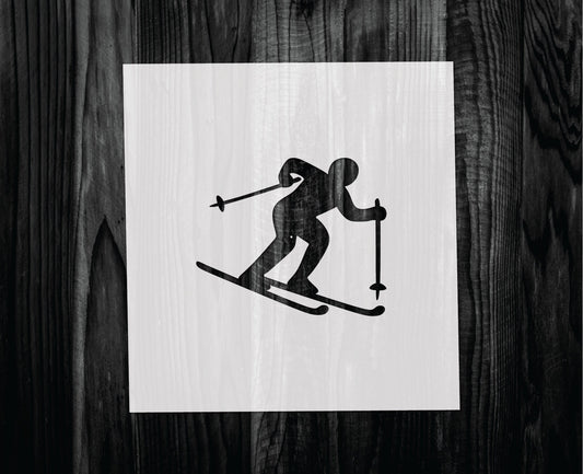 Skier Stencil, Mylar reusable stencil, Stencil, FAST SHIPPING