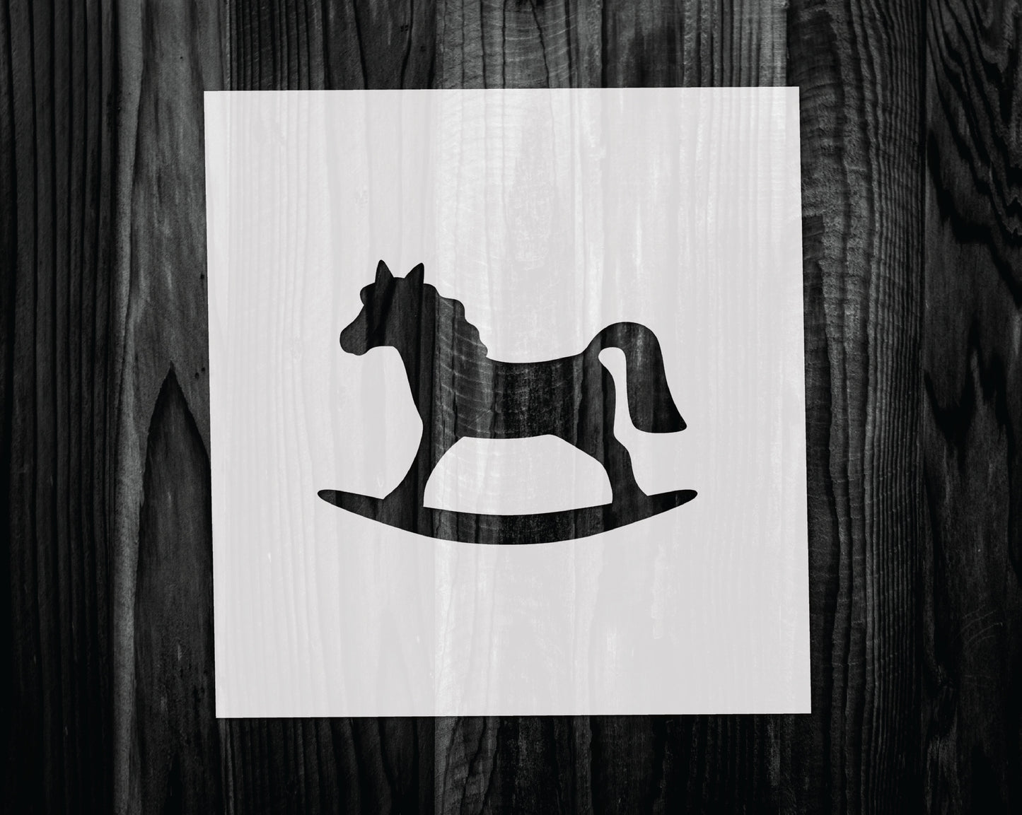 Rocking Horse Stencil, Mylar reusable stencil, Stencil, FAST SHIPPING