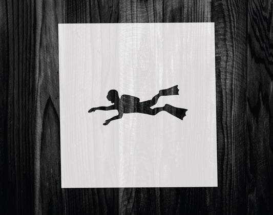 Scuba Diver Stencil, Mylar reusable stencil, Stencil, FAST SHIPPING