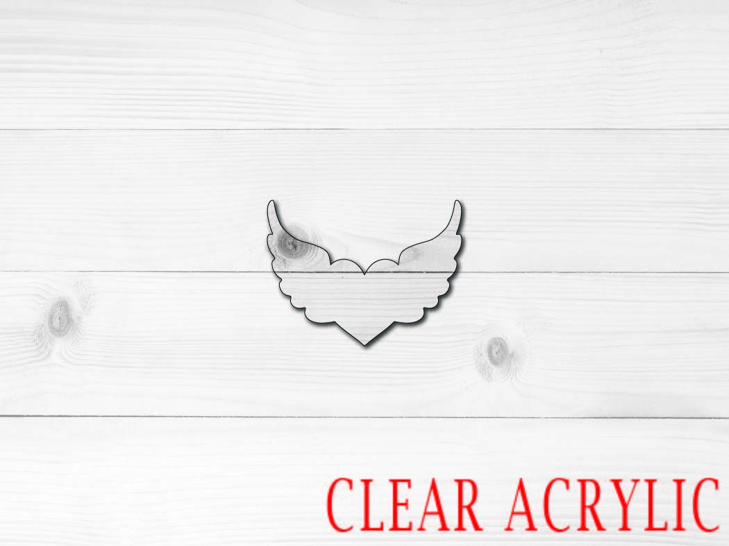 Heart with Wings Shape, Clear Acrylic Craft Blank, DIY Acrylic Blank