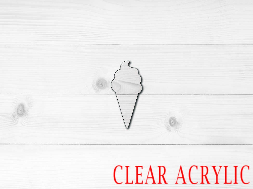 Ice Cream Cone Shape, Clear Acrylic Craft Blank, DIY Acrylic Blank