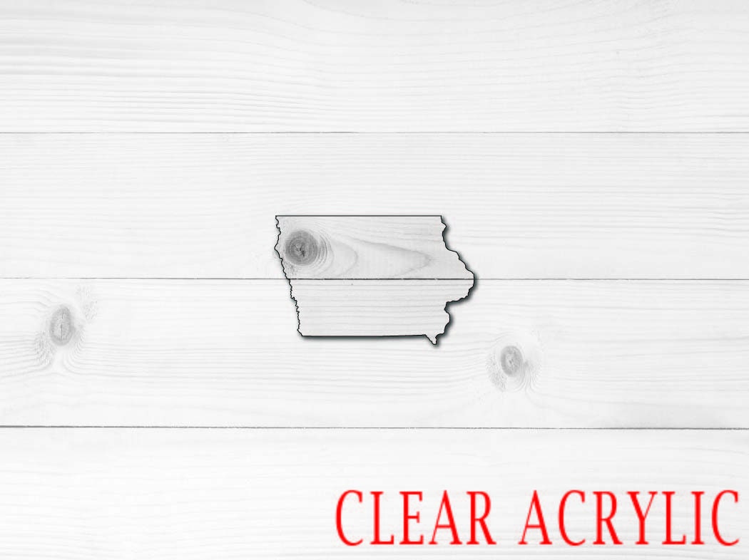 Iowa Shape, Clear Acrylic Craft Blank, DIY Acrylic Blank