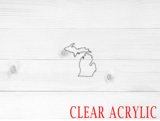 Michigan Shape, Clear Acrylic Craft Blank, DIY Acrylic Blank