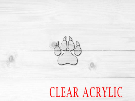 Panther Paw Print Shape, Clear Acrylic Craft Blank, DIY Acrylic Blank