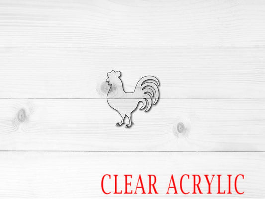 Rooster Shape, Clear Acrylic Craft Blank, DIY Acrylic Blank