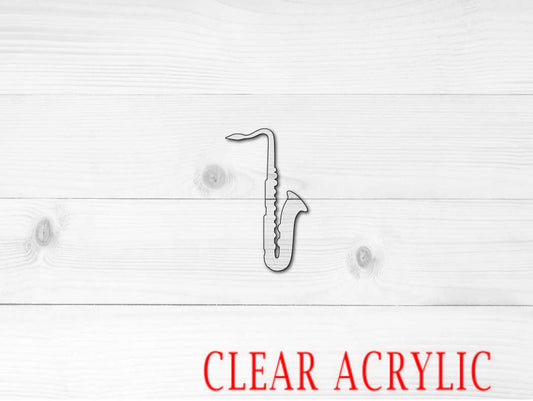 Saxophone Shape, Clear Acrylic Craft Blank, DIY Acrylic Blank