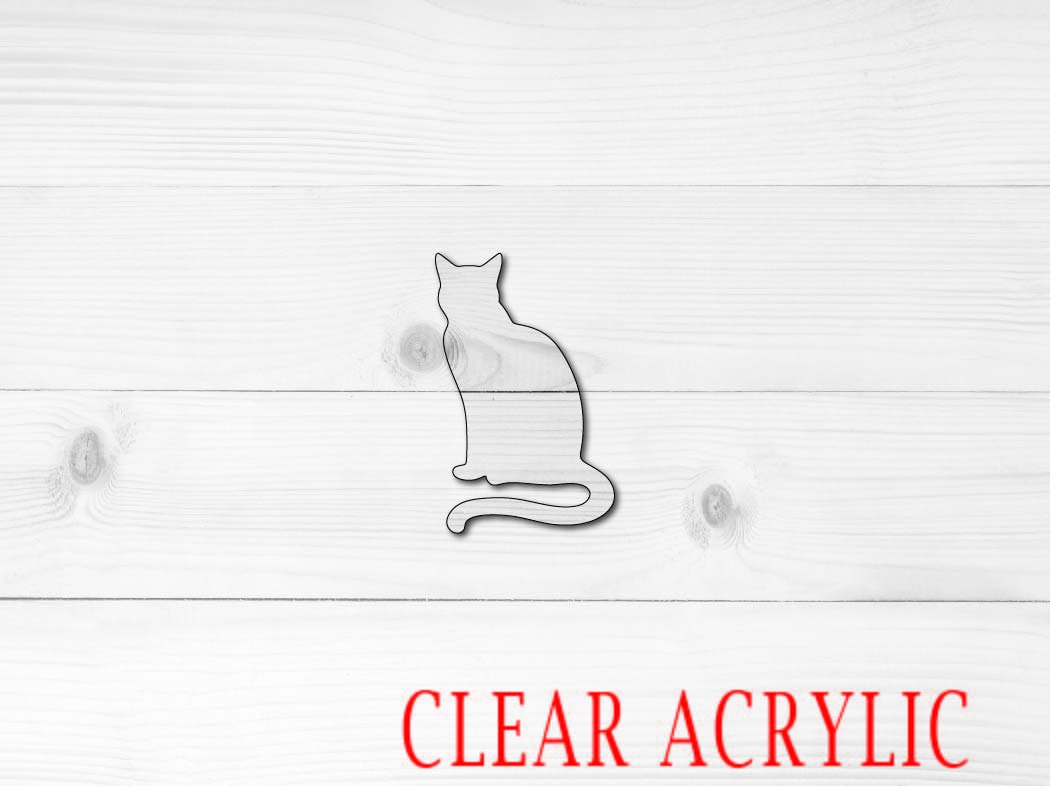 Sitting Cat Shape, Clear Acrylic Craft Blank, DIY Acrylic Blank