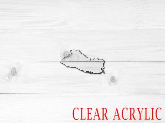El Salvador Acrylic Shape, Clear Acrylic Craft Blank, DIY Acrylic Blank