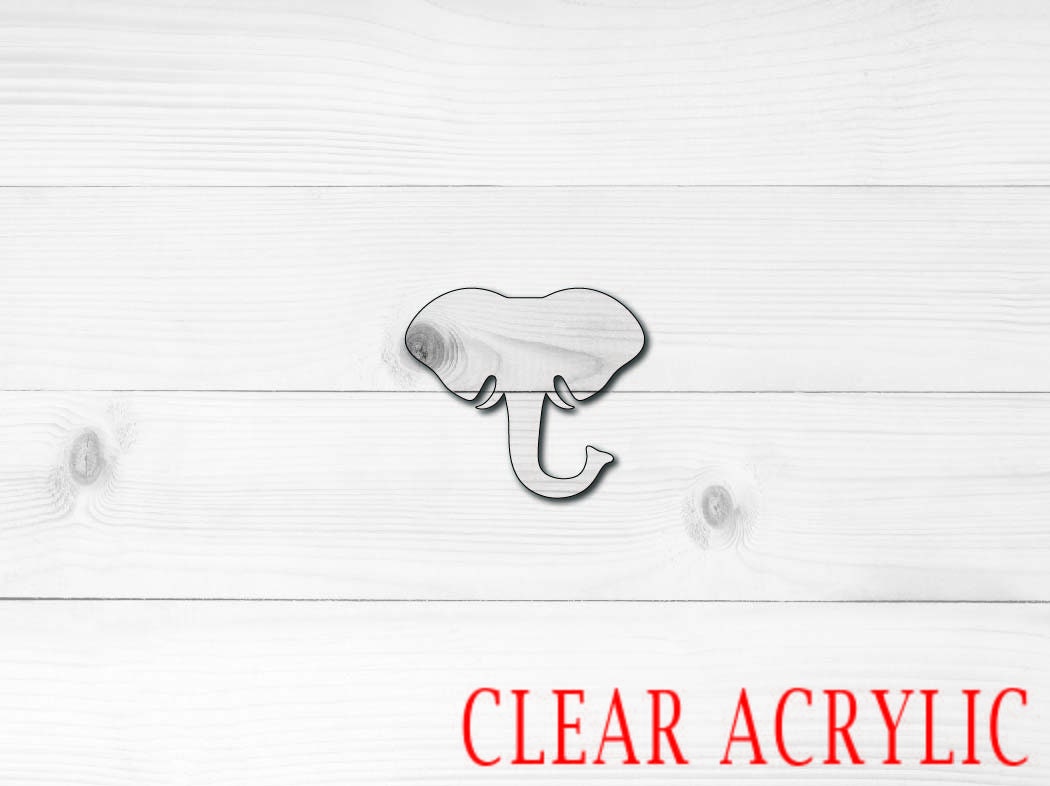 Elephant Head Acrylic Shape, Clear Acrylic Craft Blank, DIY Acrylic Blank