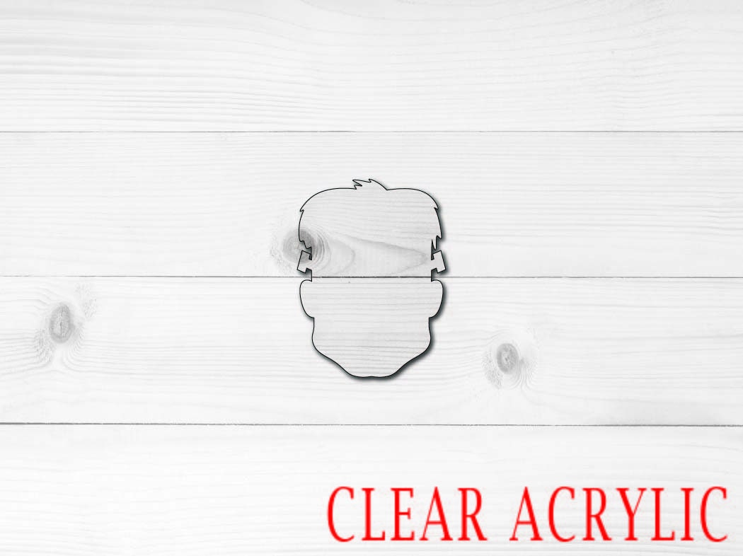 Frankenstein Head Shape, Clear Acrylic Craft Blank, DIY Acrylic Blank