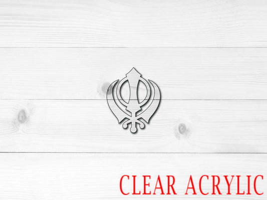 Khanda Shape, Clear Acrylic Craft Blank, DIY Acrylic Blank