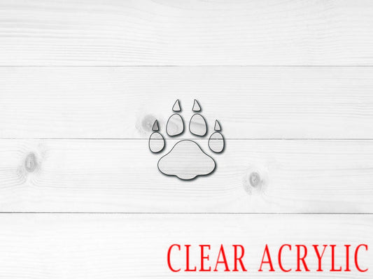 Leopard Paw Print Shape, Clear Acrylic Craft Blank, DIY Acrylic Blank