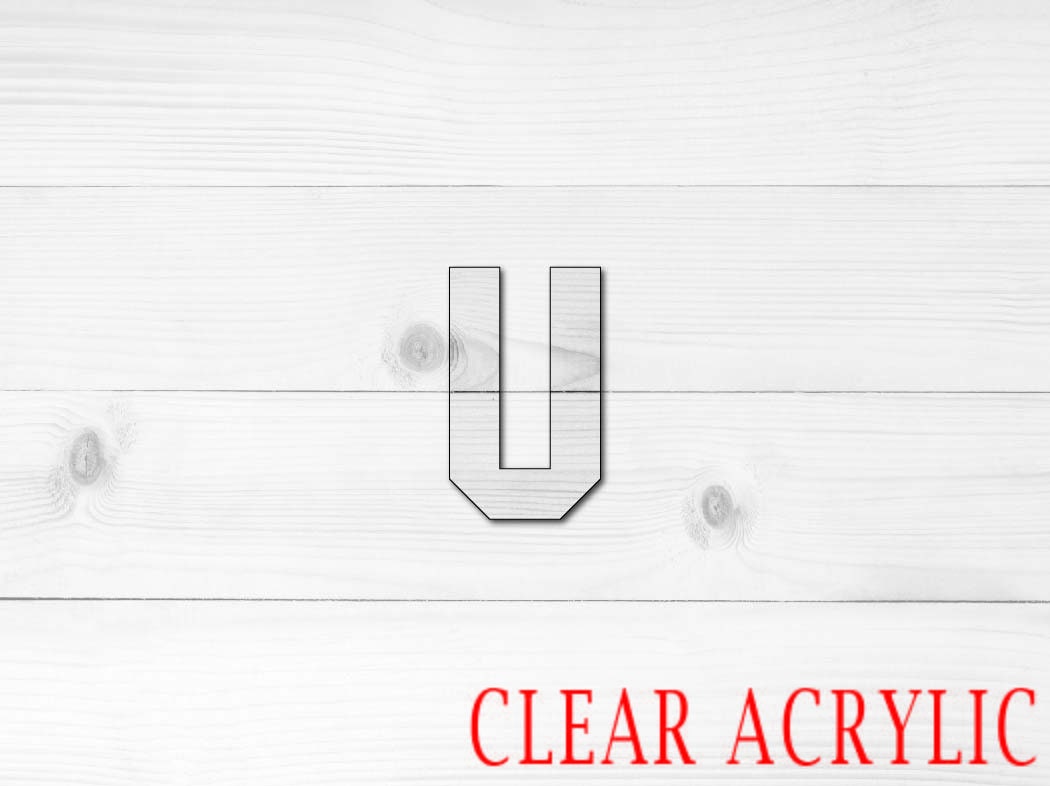 Letter U Shape, Clear Acrylic Craft Blank, DIY Acrylic Blank