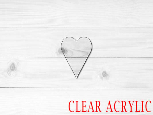 Long Heart Shape, Clear Acrylic Craft Blank, DIY Acrylic Blank