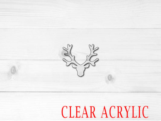 Reindeer Head Shape, Clear Acrylic Craft Blank, DIY Acrylic Blank