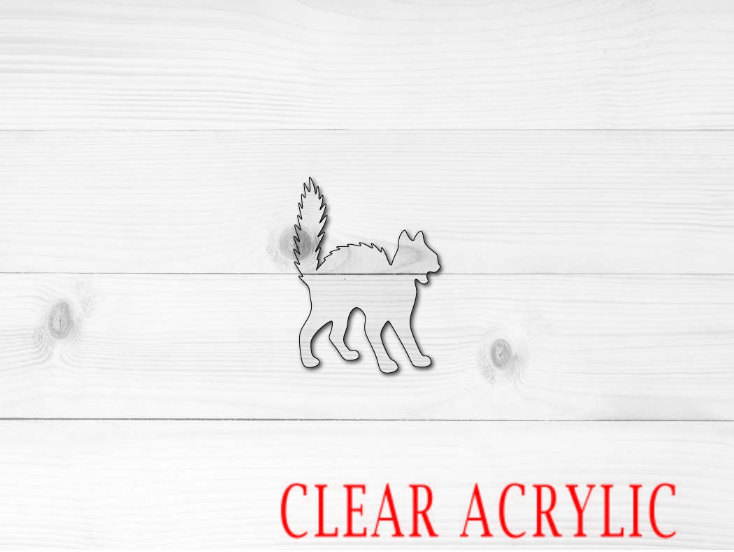 Scary Cat Shape, Clear Acrylic Craft Blank, DIY Acrylic Blank