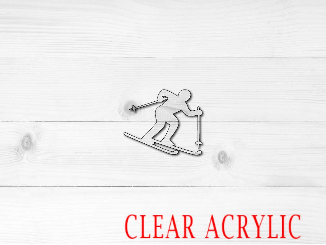 Skier Shape, Clear Acrylic Craft Blank, DIY Acrylic Blank