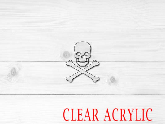 Skull and Bones Shape, Clear Acrylic Craft Blank, DIY Acrylic Blank