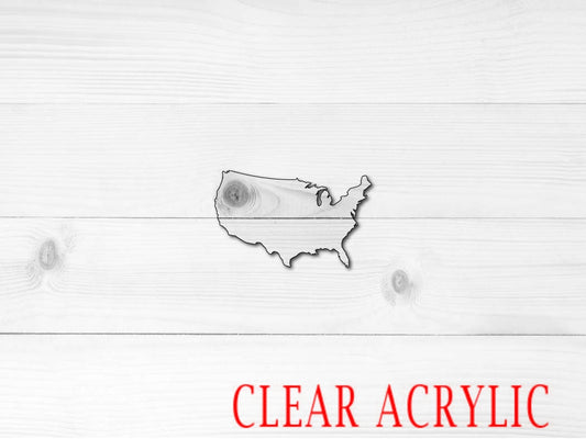 United States Shape, Clear Acrylic Craft Blank, DIY Acrylic Blank