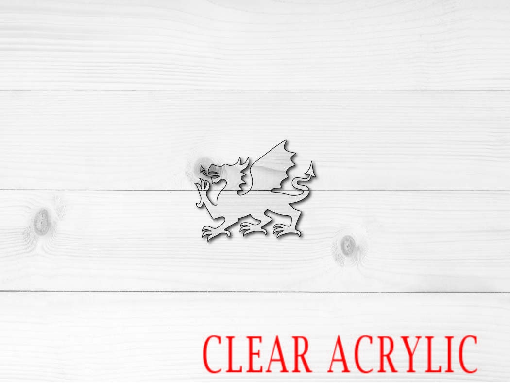 Welsh Dragon Shape, Clear Acrylic Craft Blank, DIY Acrylic Blank