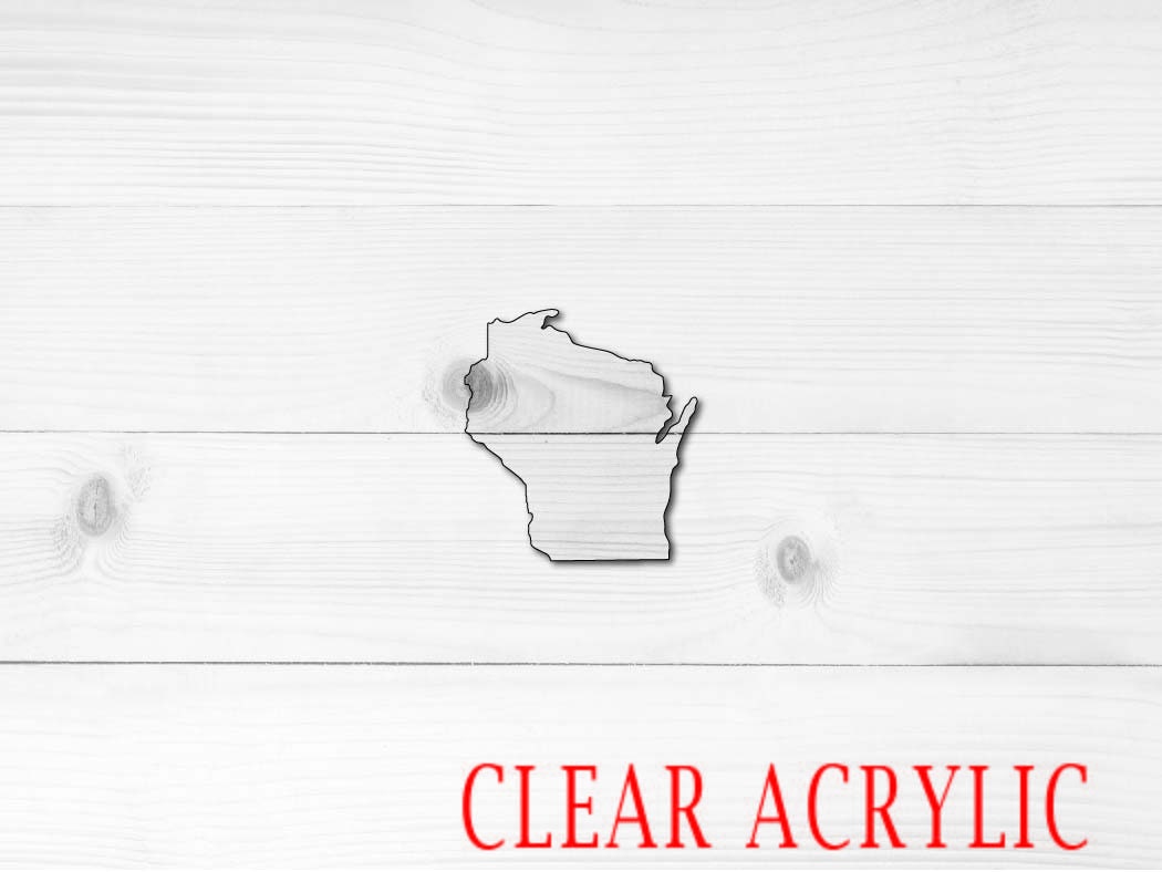 Wisconsin Shape, Clear Acrylic Craft Blank, DIY Acrylic Blank