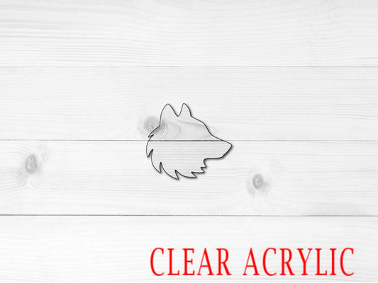 Wolf Head Shape, Clear Acrylic Craft Blank, DIY Acrylic Blank